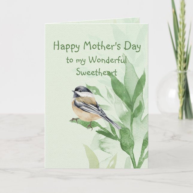 Carte Fête des Mères Chickadee Jardin de Chickadee Oisea (Devant)