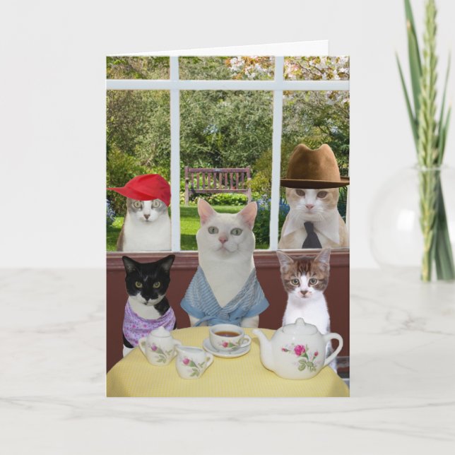 Carte Fête des mères de chats ou anniversaire (Devant)