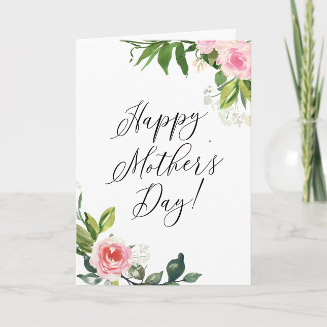 Carte Fête des mères de fleurs roses douces (Devant)