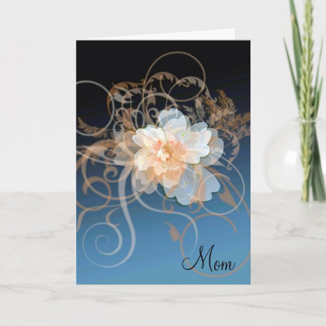 Carte Fête des Mères de Flore Bleue et Pêche (Devant)