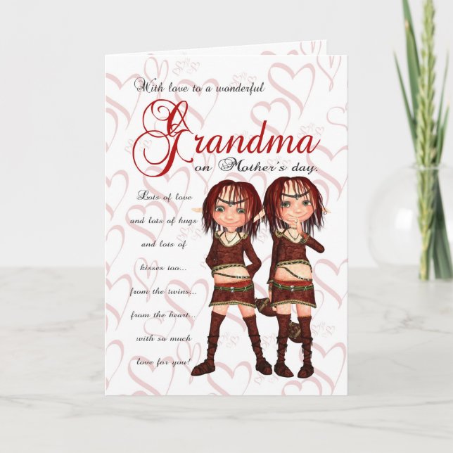 Carte Fête des Mères de grand-mère de Twins - Deux (Devant)