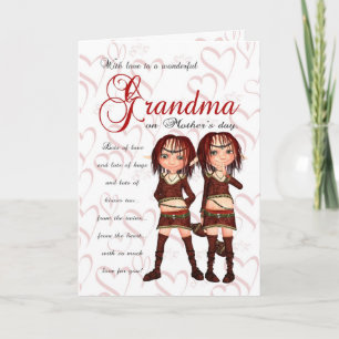 Carte Fête des Mères de grand-mère de Twins - Deux