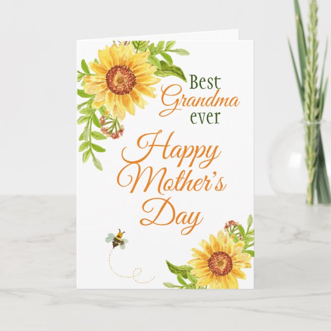 Carte Fête des mères de grand-mère Tournesol floral (Devant)