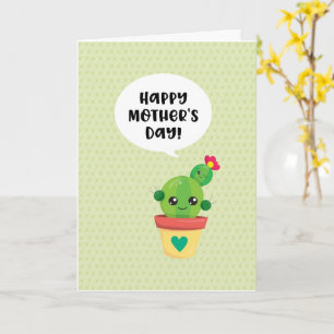 Carte Fête des mères de la famille Cute Kawaii Cactus