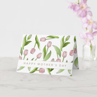 Carte Fête des mères de la Tulipe rose moderne