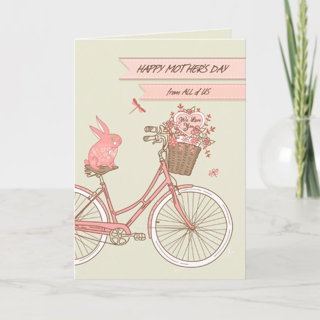 Carte Fête des mères de tous nous Fleurs de bicyclettes  (Devant)