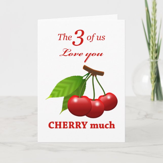 Carte Fête des mères de Triplets, Love You Cherry Many (Devant)