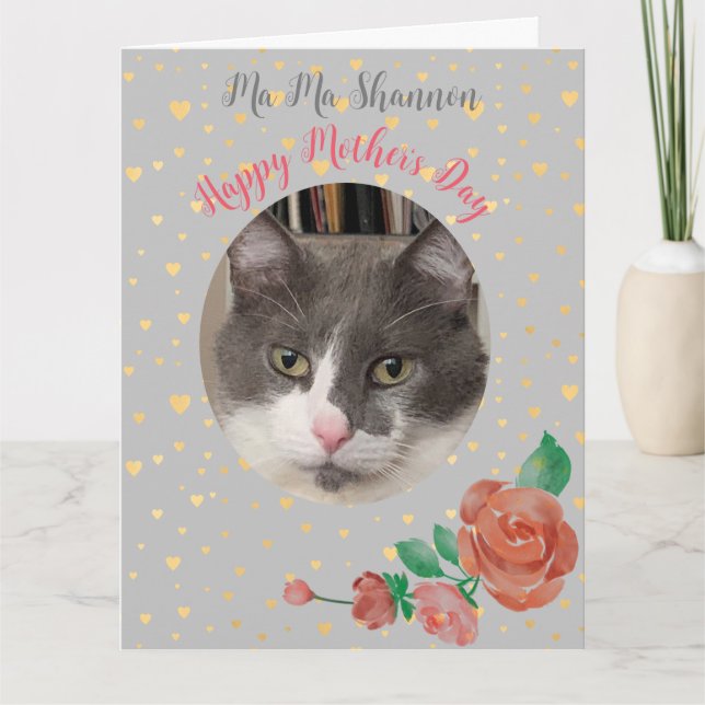 Carte Fête des mères drôle Chat Maman Hairball (Devant)