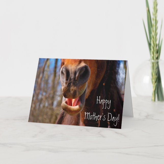 Carte Fête des mères du Cheval souriant personnalisé (Devant)