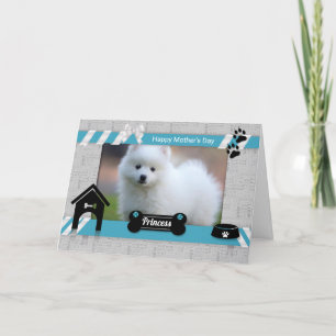 Carte Fête des mères du chien Photo en bleu turquoise