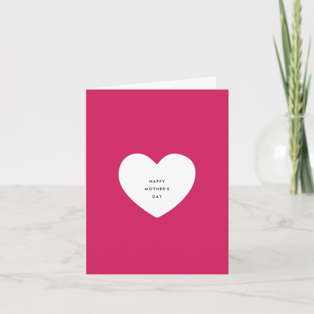 Carte Fête des Mères du Coeur Blanc et Rouge moderne (Devant)