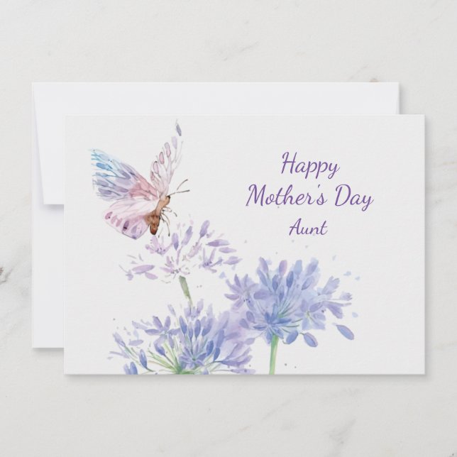 Carte Fête des Mères Élégante Jardin Tante Butterfy (Devant)