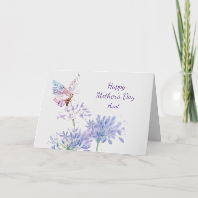 Carte Fête des Mères Élégante Jardin Tante Butterfy (Devant)