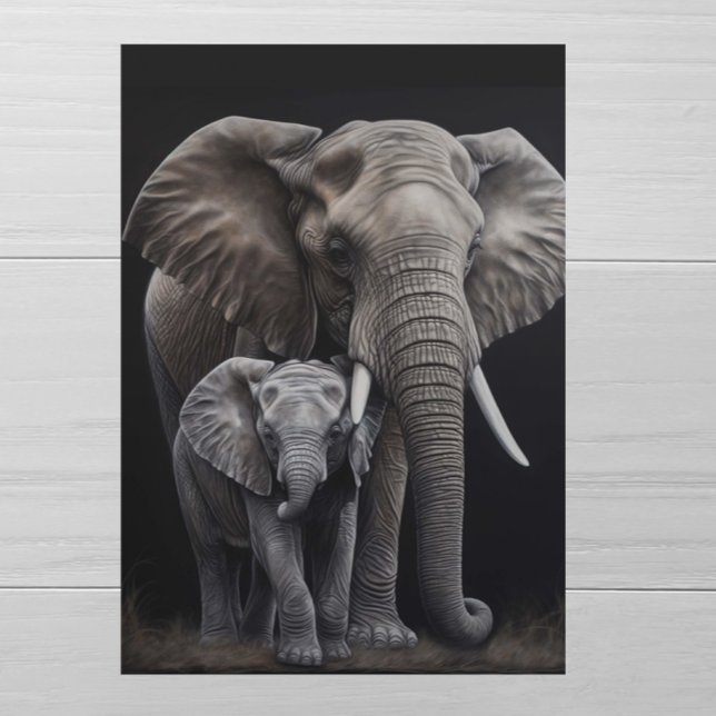 Carte Fête des mères Eléphant et bébé (Créateur téléchargé)