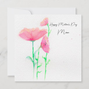 Carte Fête des Mères en Aquarelle rose