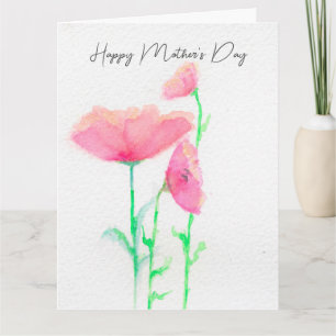 Carte Fête des Mères en Aquarelle rose