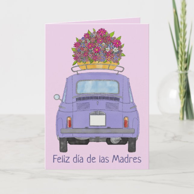 Carte Fête des Mères en Espagne Fiat 500 (Devant)