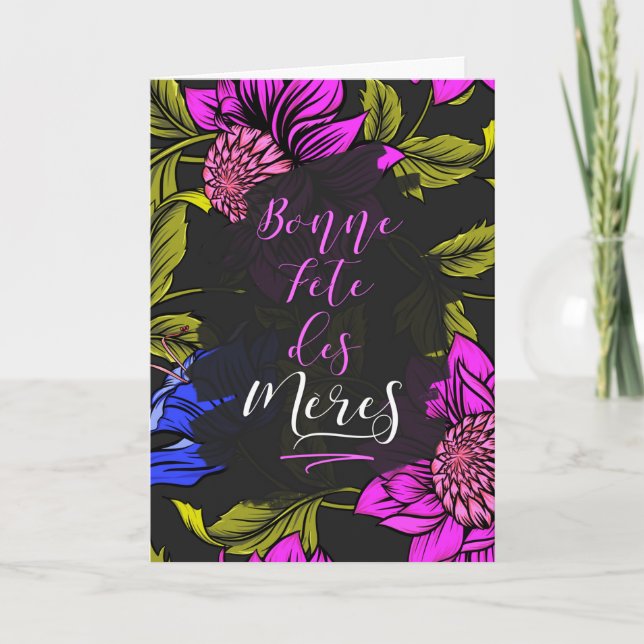 Carte Fête des mères en FRANÇAIS Fleurs botaniques audac (Devant)