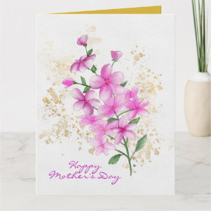 Carte Fête des mères Fleurs roses Éclaboussures d'or 2 P