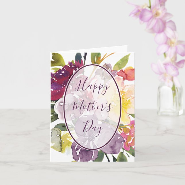 Carte Fête des Mères florale violet et jaune (Orchidée)