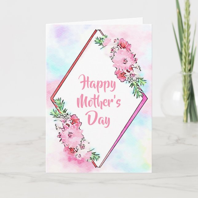 Carte Fête des mères florales roses (Devant)