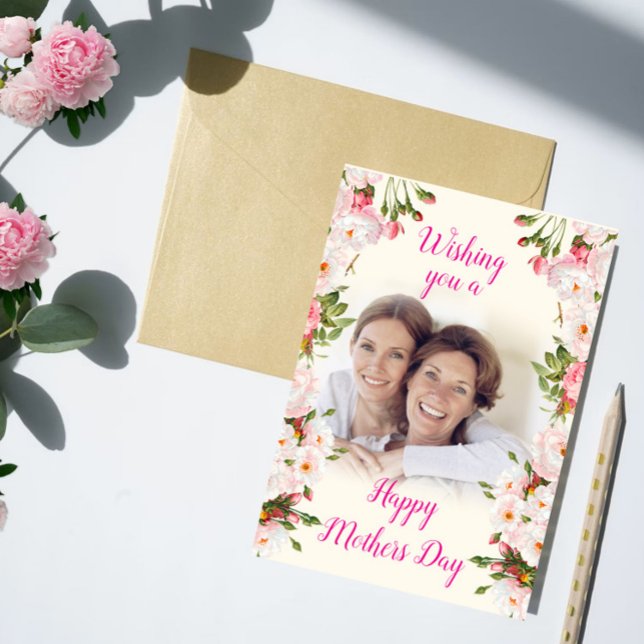 Carte Fête des mères florales roses - American Mom & Dau (Créateur téléchargé)