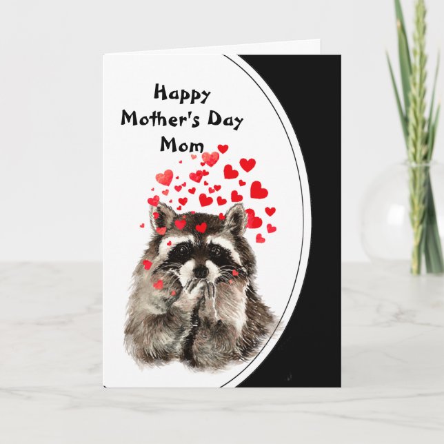 Carte Fête des Mères Hugs & Kisses Raccoon Animal (Devant)