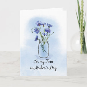 Carte Fête des mères jumelles Fleurs de cornouiller à Ma