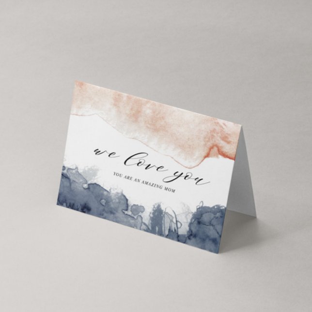 Carte Fête des mères laver l'aquarelle rose et bleu (Créateur téléchargé)