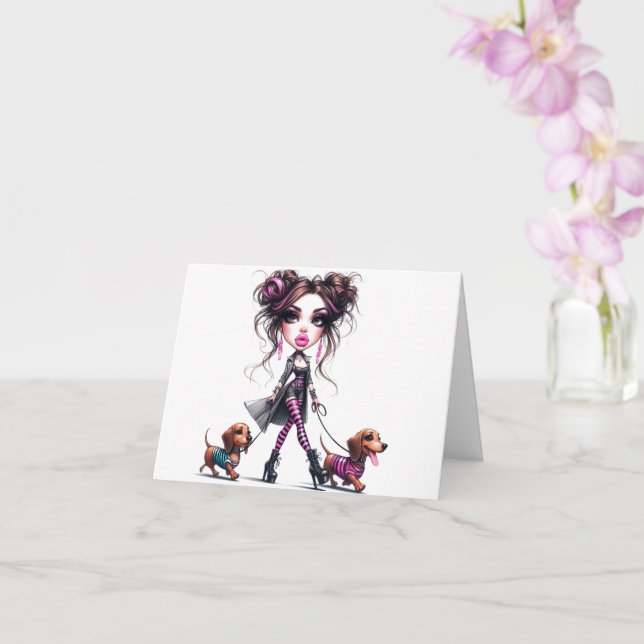 Carte Fête des mères Maman teckel (Orchidée)