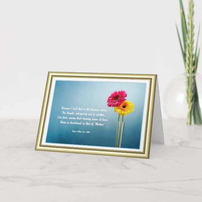 Carte Fête des Mères - Marguerites dans un vase - Poésie (Devant)