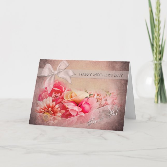 Carte Fête des mères - Pal secret - Fleurs roses (Devant)