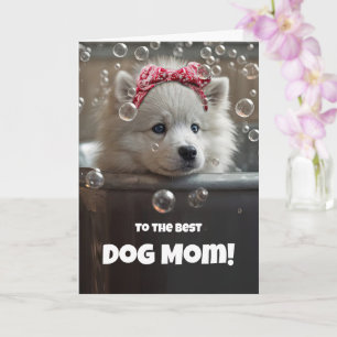 Carte Fête des Mères par un bébé chien en peluche