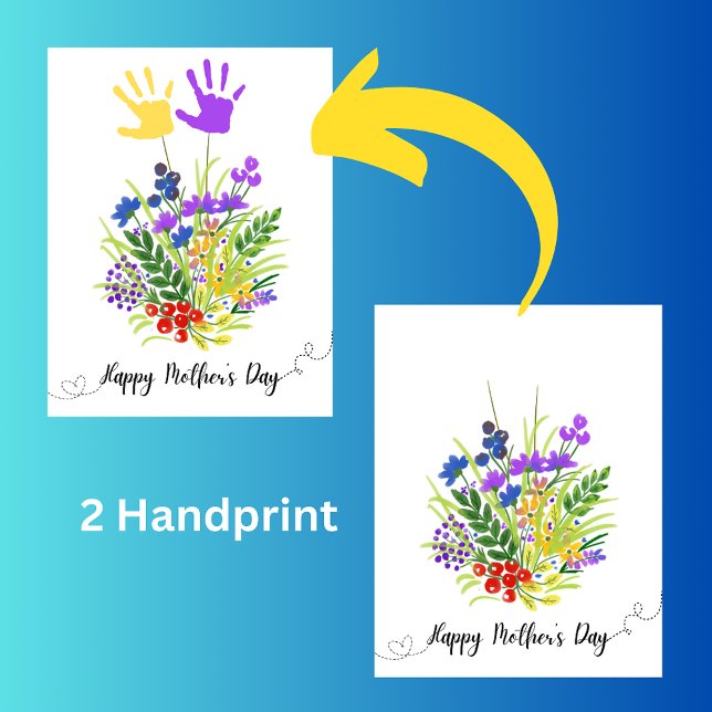 Carte Fête des Mères personnalisée floral 2 empreinte (Créateur téléchargé)