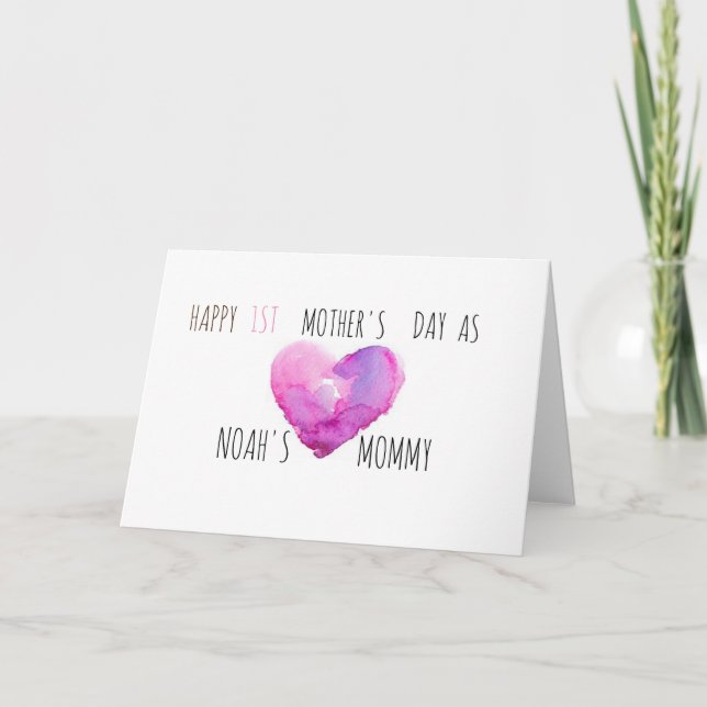 Carte Fête des mères personnalisées Coeur d'aquarelle (Devant)