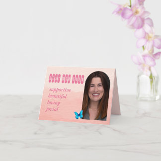 Carte Fête des Mères Photo personnalisée et mots rose
