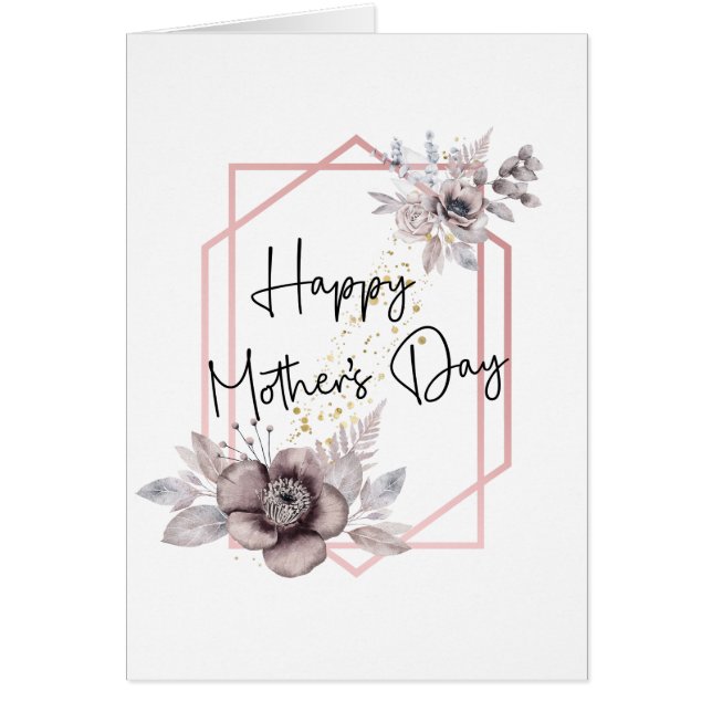 Carte Fête des Mères Pink Purple Floral avec messa (Devant)