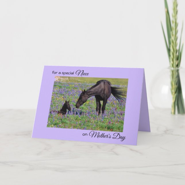 Carte Fête des mères pour la nièce Mare & Foal Bluebells (Devant)