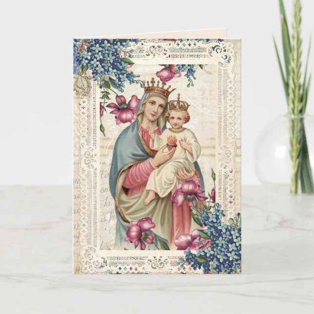 Carte Fête des mères religieuses Béni à la Vierge Marie  (Devant)
