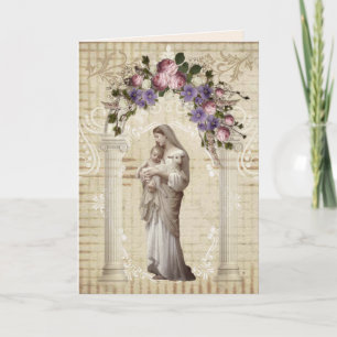 Carte Fête des mères religieuses Vierge Marie Agneau Jés