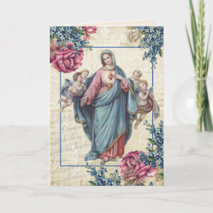 Carte Fête des mères religieuses Vierge Marie Anges