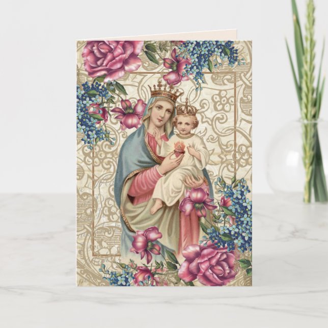 Carte Fête des mères religieuses Vierge Marie Jésus (Devant)