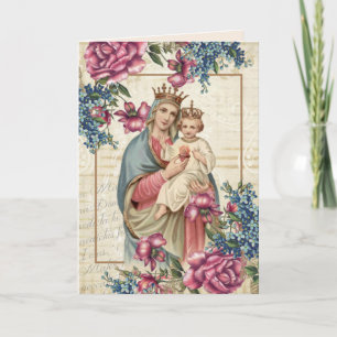 Carte Fête des mères religieuses Vierge Marie Jésus