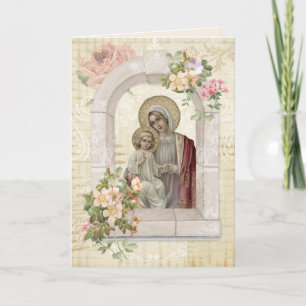 Carte Fête des mères religieuses Vierge Marie Jésus