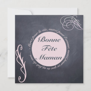 Carte Fête des Mères - Rond Rose s/ Tableau Noir