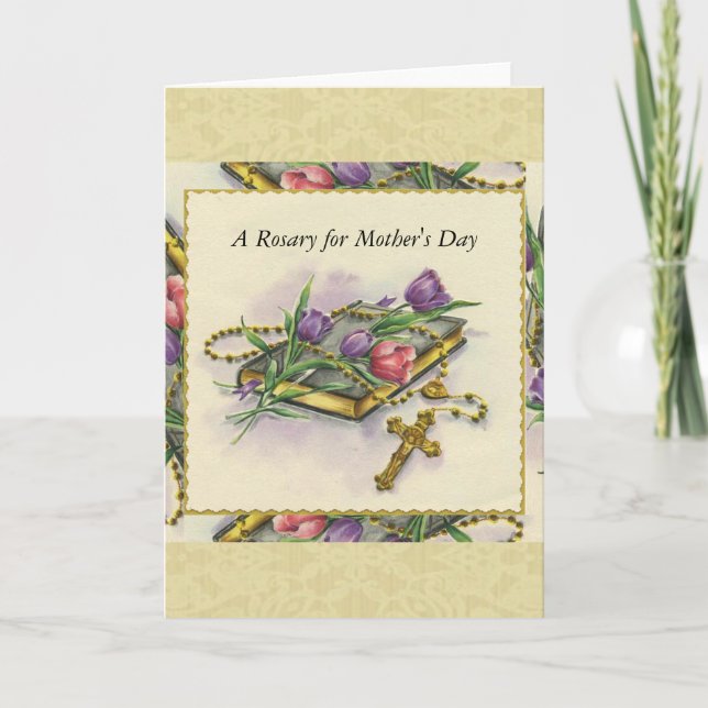 Carte Fête des mères Rosaire Bouquet spirituel (Devant)