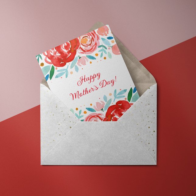 Carte Fête des mères roses de l'aquarelle (Créateur téléchargé)