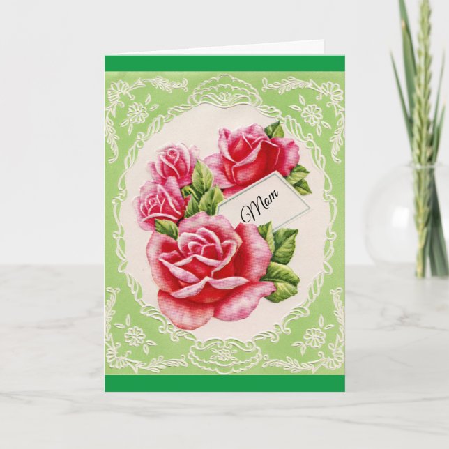 Carte Fête des mères Roses vintages (Devant)