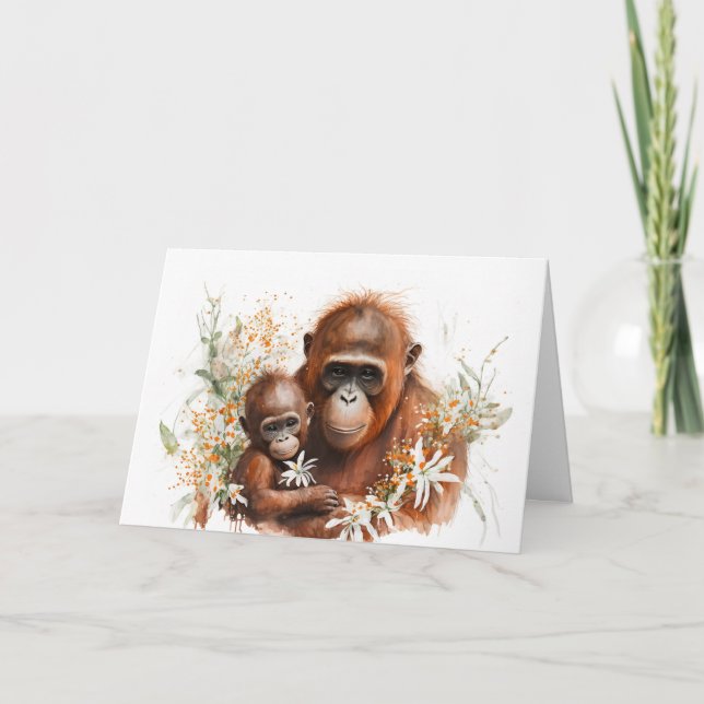 Carte Fête des mères singes et bébés (Devant)