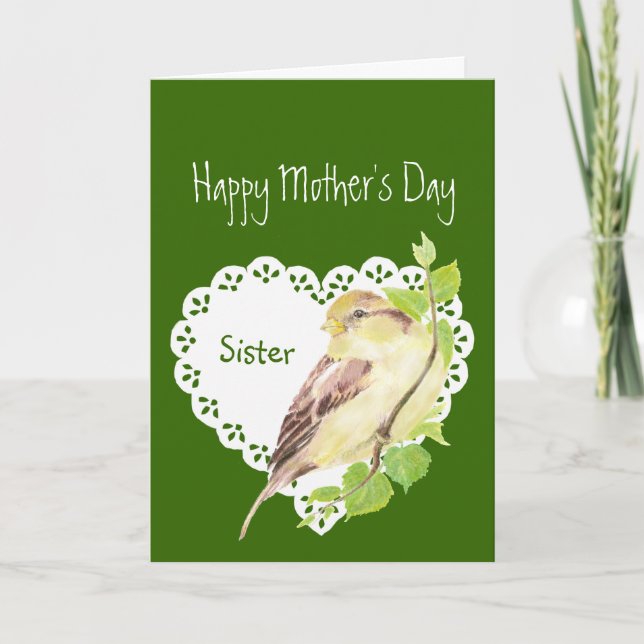 Carte Fête des mères Soeur mignonne Aquarelle Bruant (Devant)